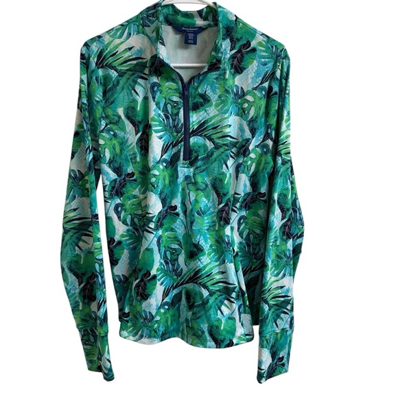 Tommy Bahama Azure Lagoon Women Size XL Long Sleeve Mock Neck 1/4 Zip Golf Shirt - Picture 2 of 12